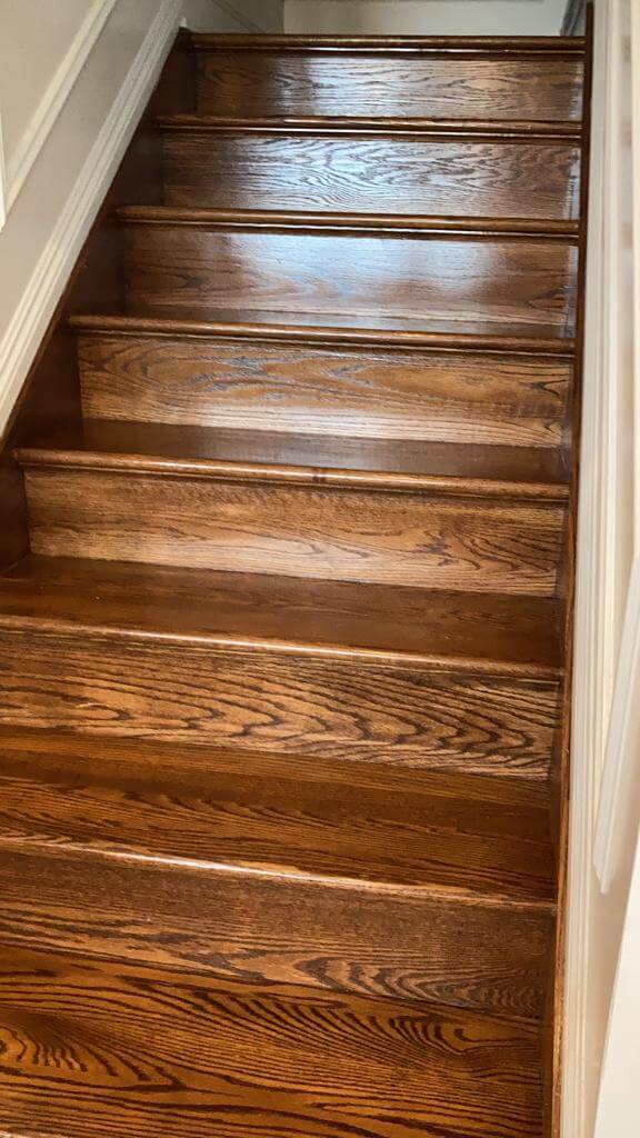 Hardwood stairs · polished to a shine